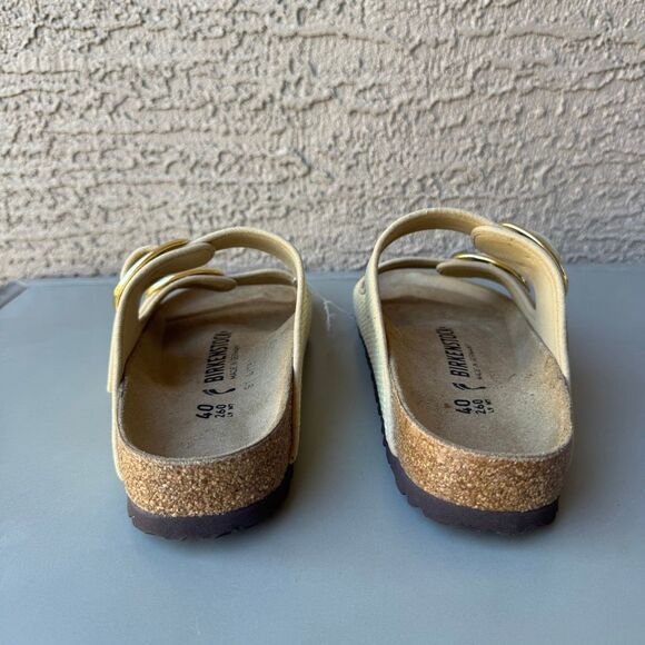 Birkenstock Arizona Big Buckle Raffia Sandal Women’s 40EU or 9US Natural Texture - Picture 4 of 12